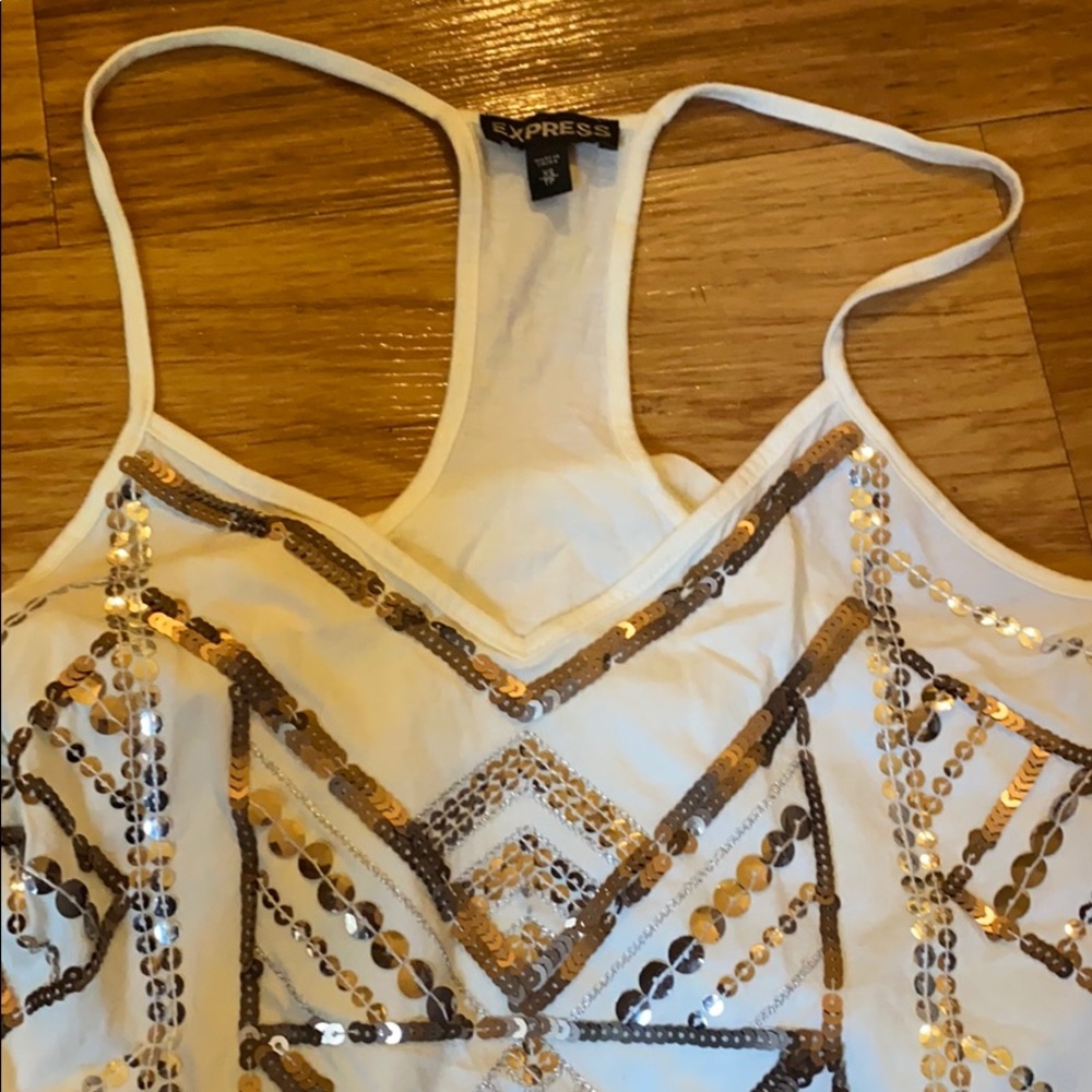 Sold ❌❌❌Express Sequin gold off-white silver top - Picture 5 of 5